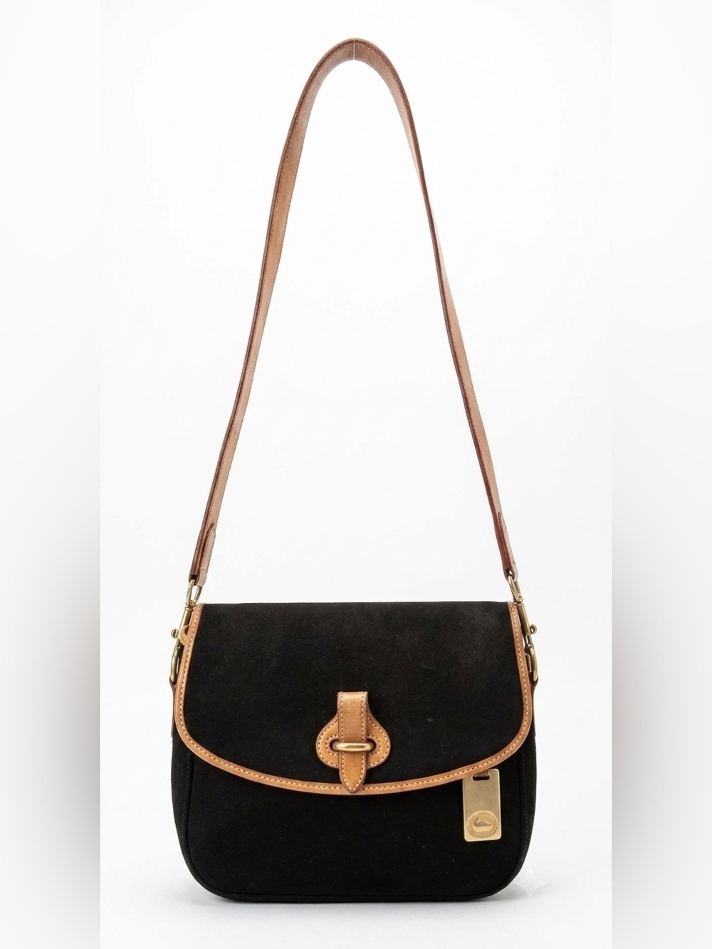 Vintage Dooney & Bourke Black Bag with Tan Leather Trim